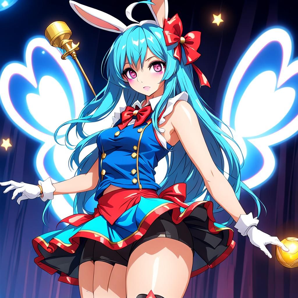 Bunny Magician Girl in Micro Skirt