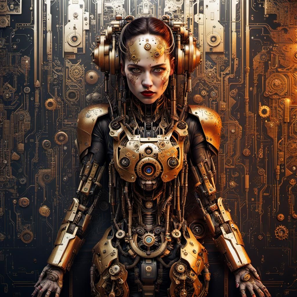 Cyberpunk Woman Portrait with Intricate Cybernetics