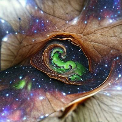 Cosmic Galaxy Swirling Inside a Pot Leaf