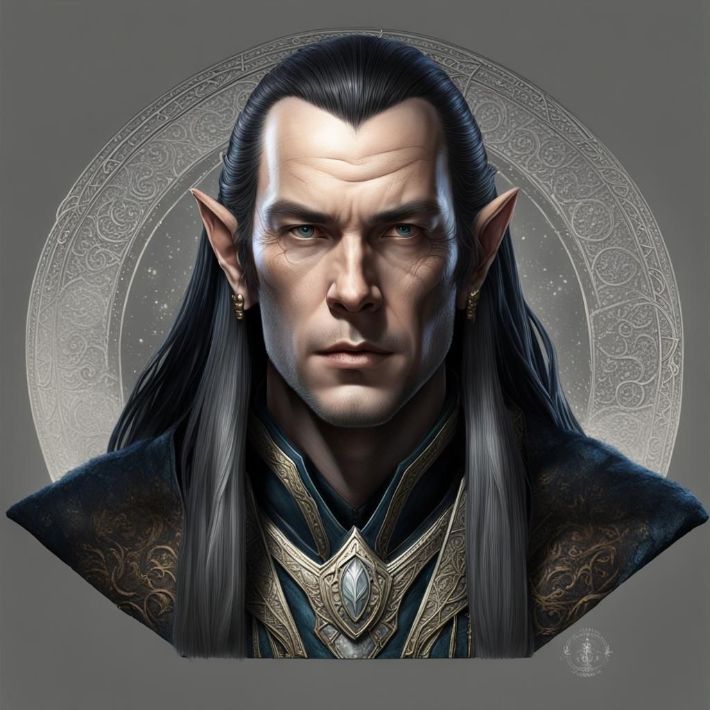 Ageless Elrond with Starlight Eyes: Hyperrealistic Art