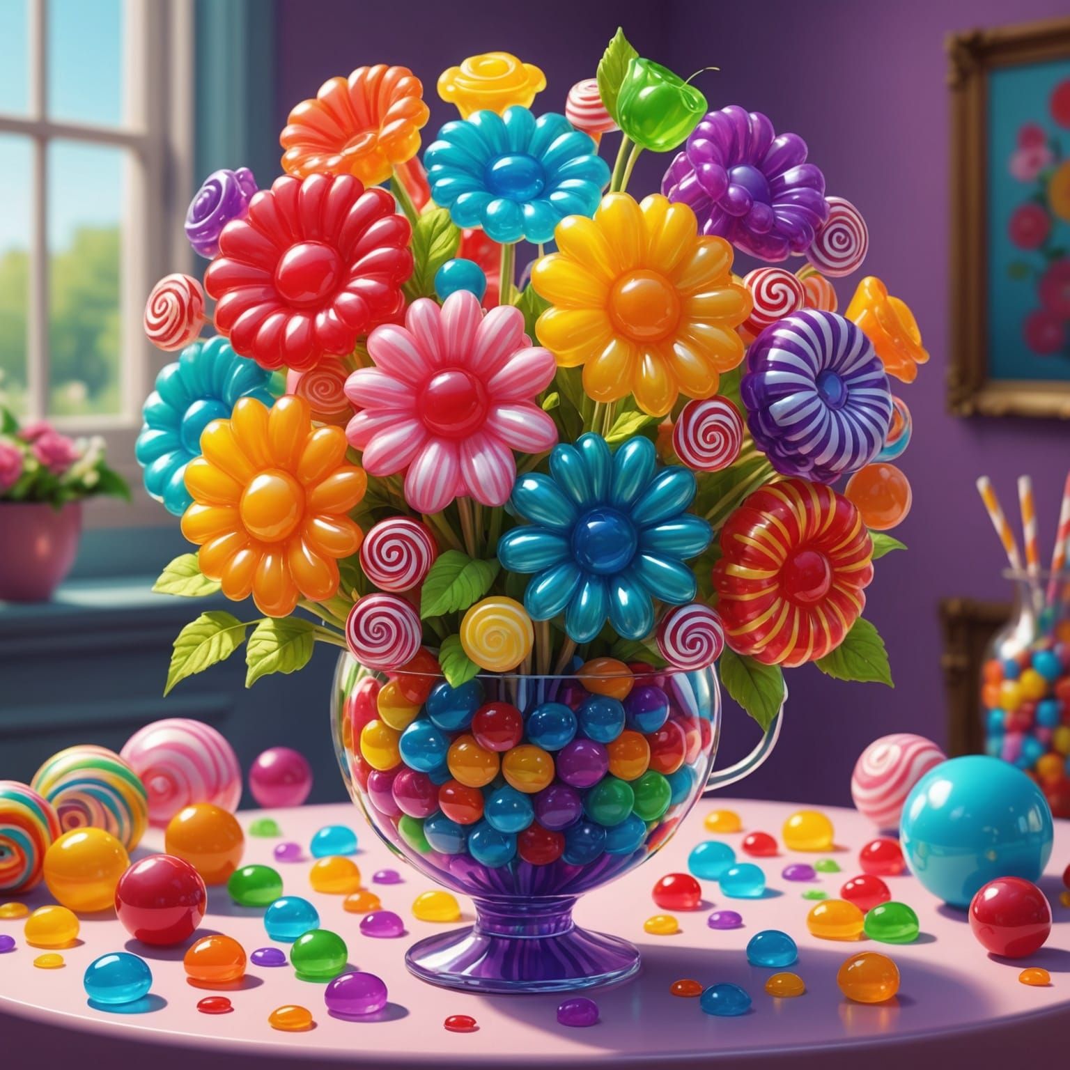 Candy Bouquet in Candyland Art Style