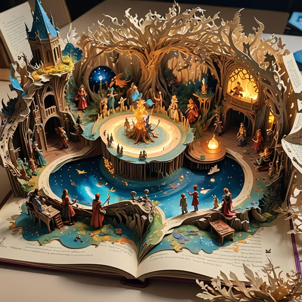 Magical Pop-Up Book with Emerging Fantasy Characters
