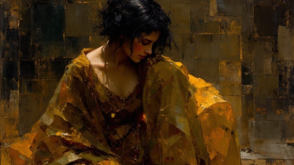 Contemplative Woman in Baroque Lighting