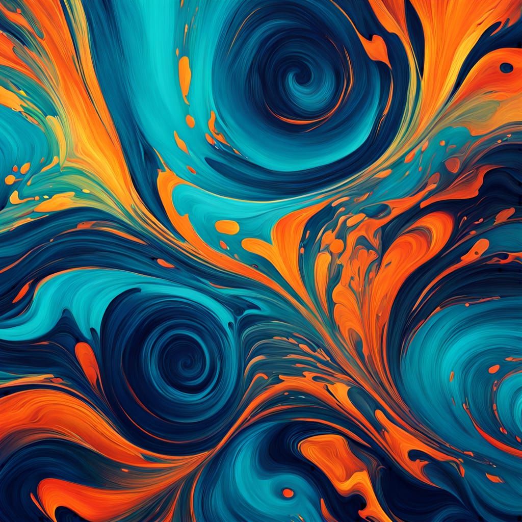 Psychedelic Turquoise Explosion in Abstract Expressionism