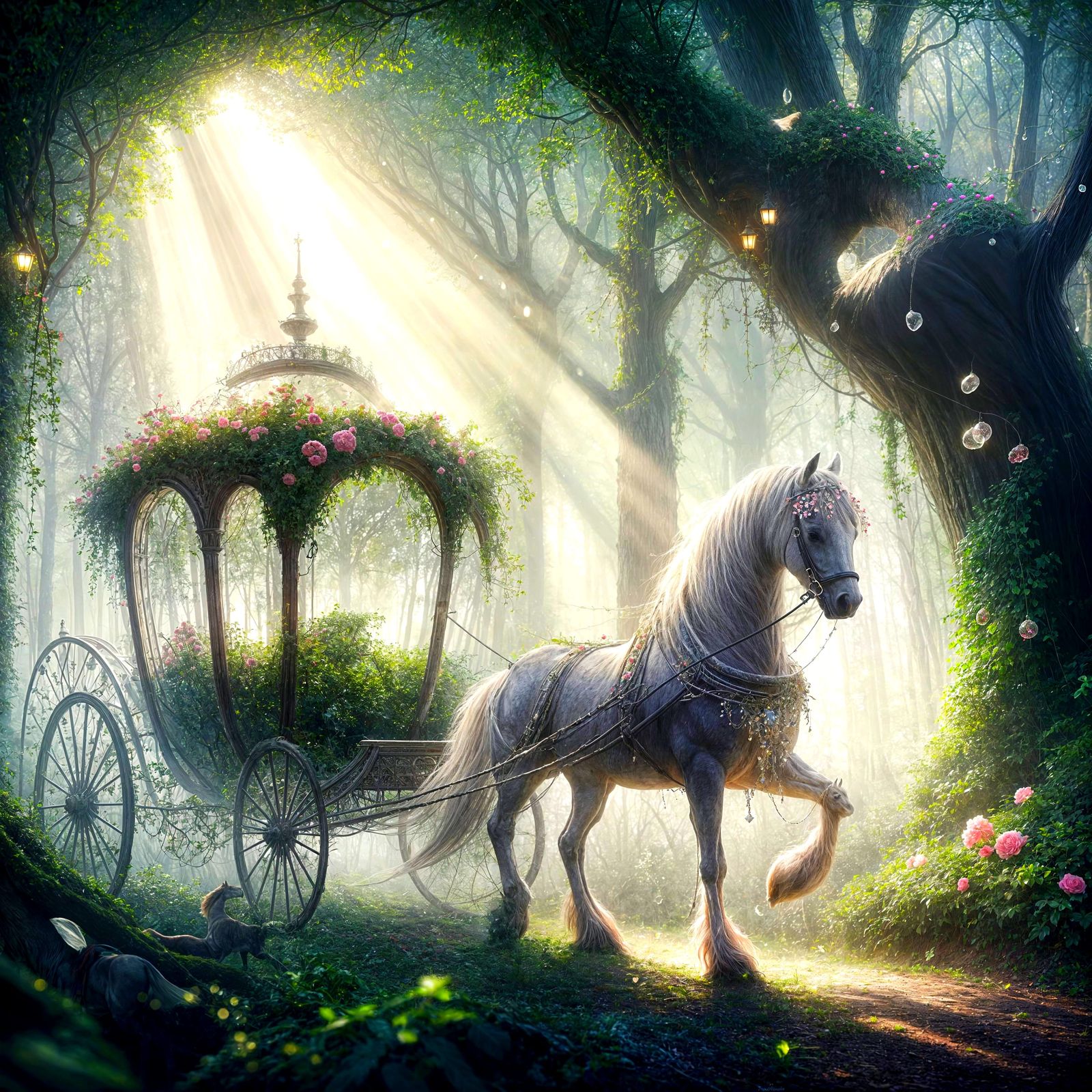 Fairytale Glass Carriage in Enchanted Forest