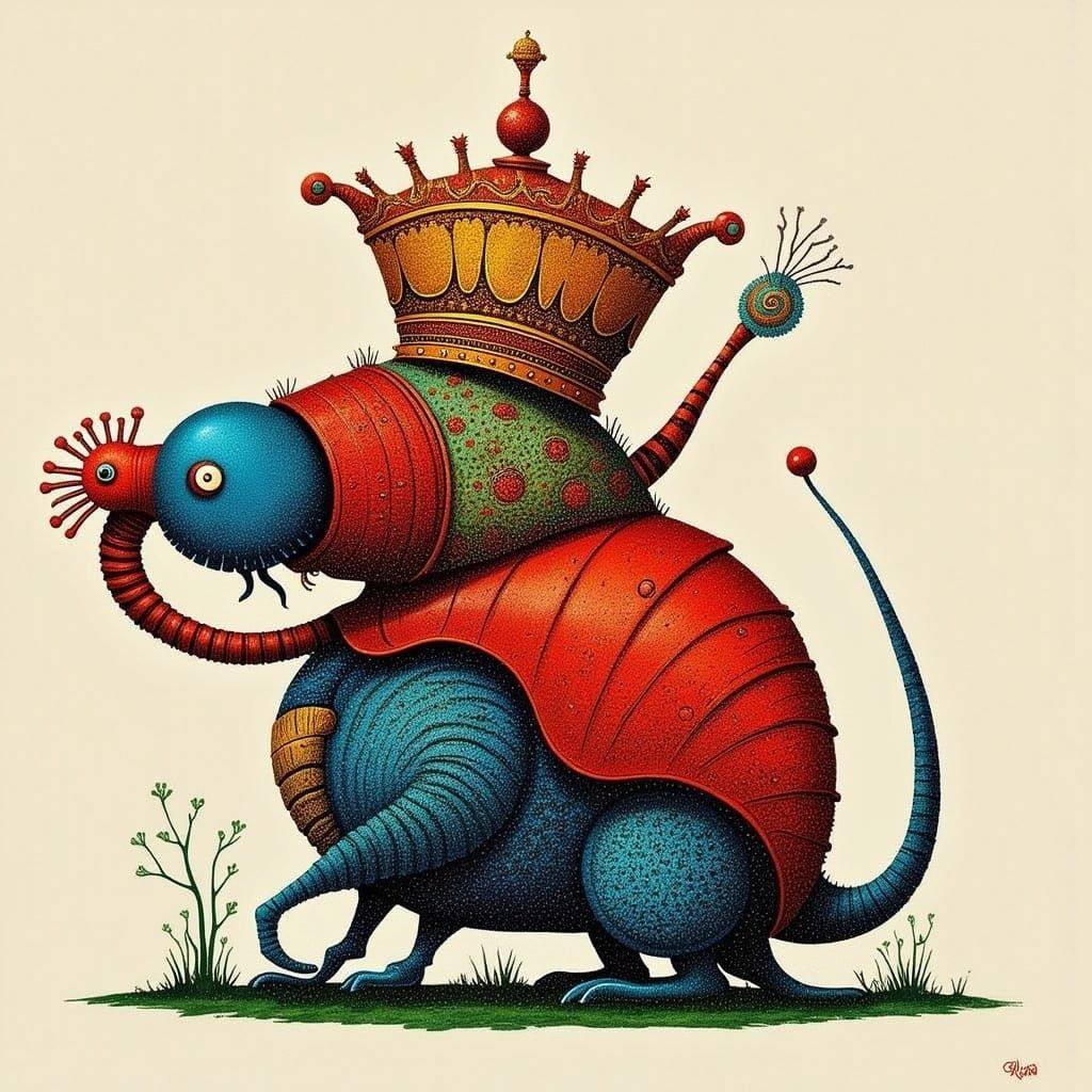 Whimsical Crown Illustration in Quentin Blake Style