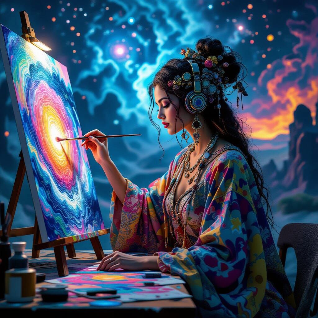 AI Artist Painting Across Parallel Universes