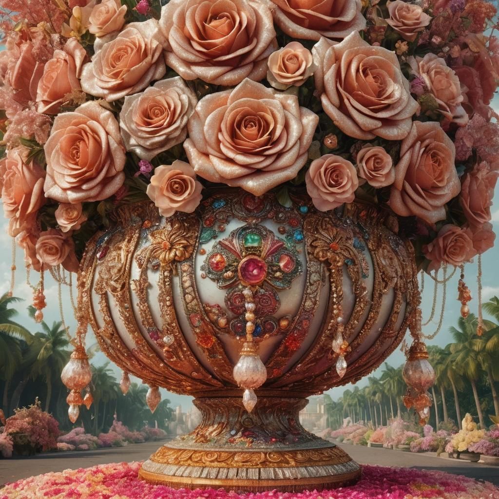 Vase with Flowers and Jewels: Fantasy Concept Art