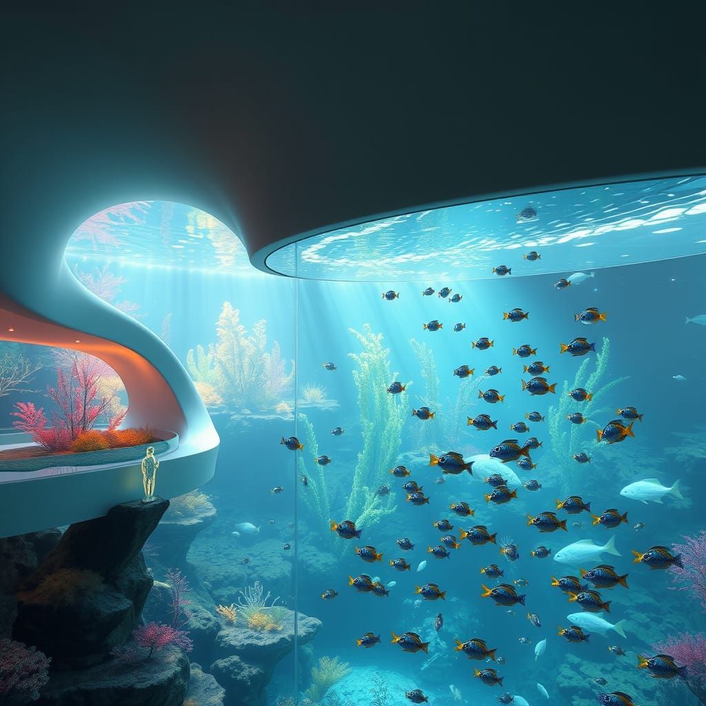 Futuristic Aquatic Wonderland in Iridescent Hues