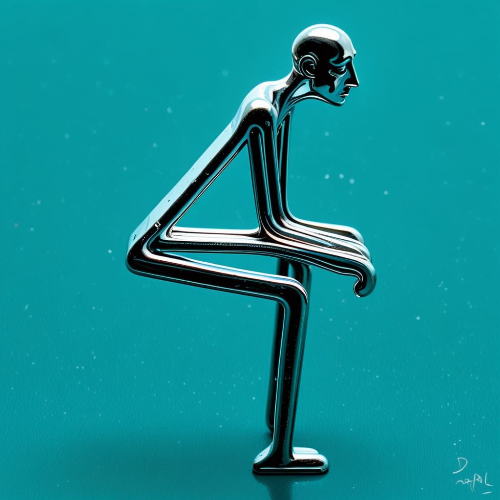 Sad Paperclip in Melancholy Spotlight, Surreal Oil Painting