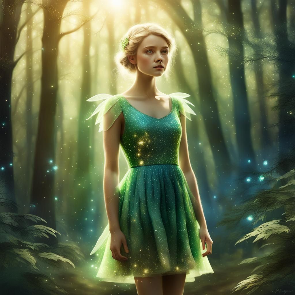 Enchanting Forest Fairy Art Nouveau Illustration