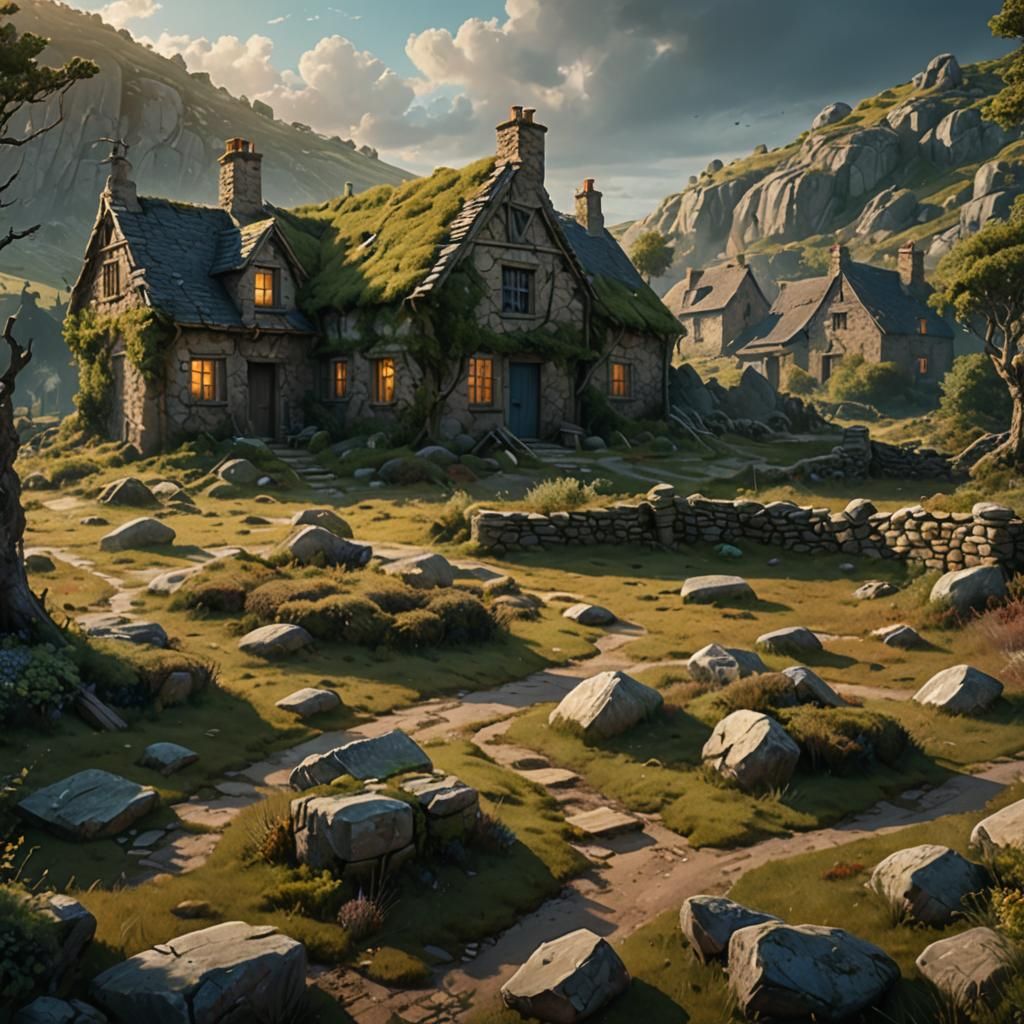 Fantasy Hamlet Concept Art in Unreal Engine 5