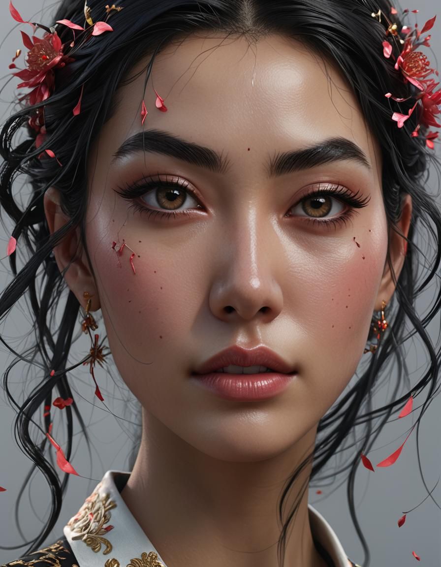 Hyperrealistic Portrait of Woman with Dramatic Lighting