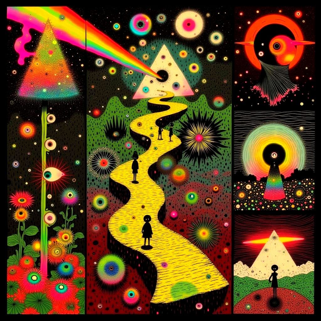 Psychedelic LSD Tab Artwork: Wizard of Oz Meets Pink Floyd