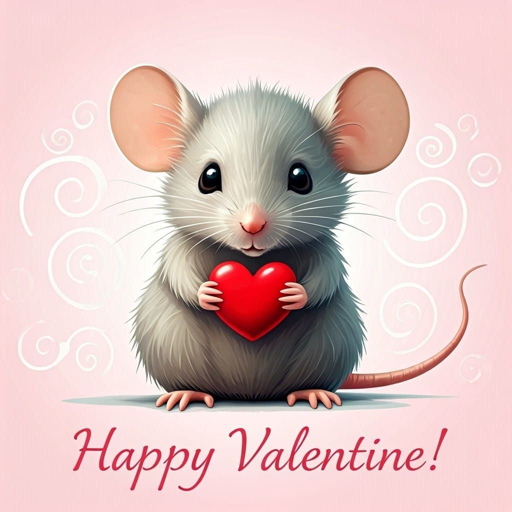 Whimsical Mouse in Valentine's Day Attire