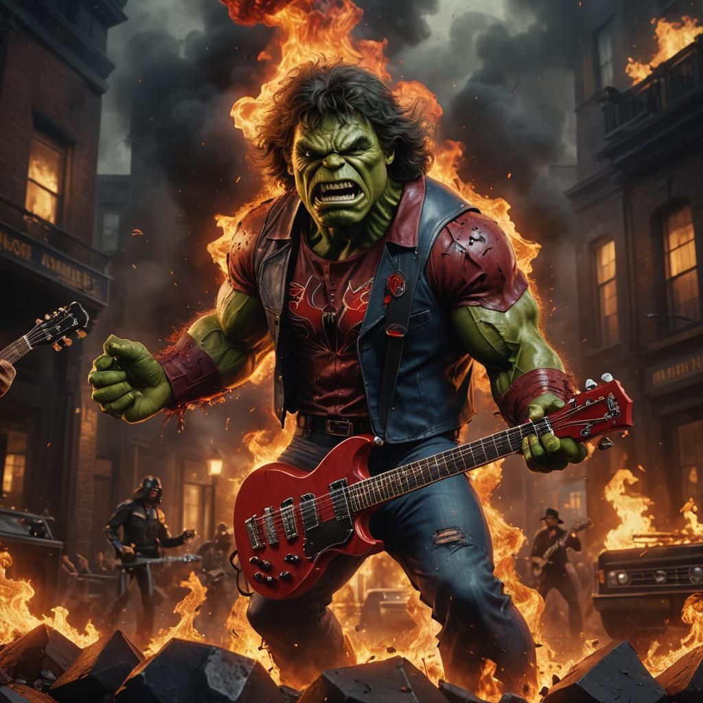 Hulk as Schoolboy Rocker: Detailed Matte Painting