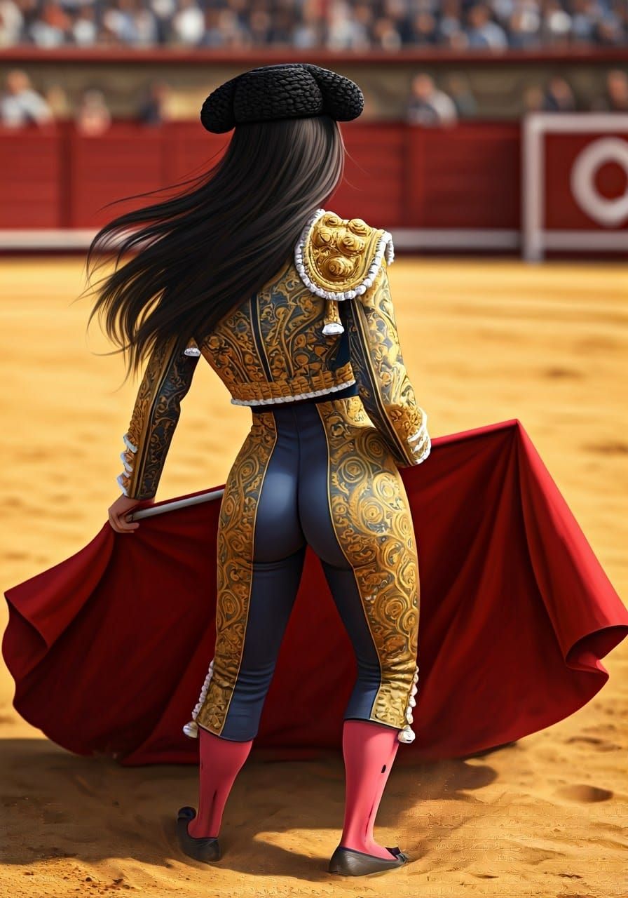 Female Bullfighter in Ornate Suit, 3D Anime Art