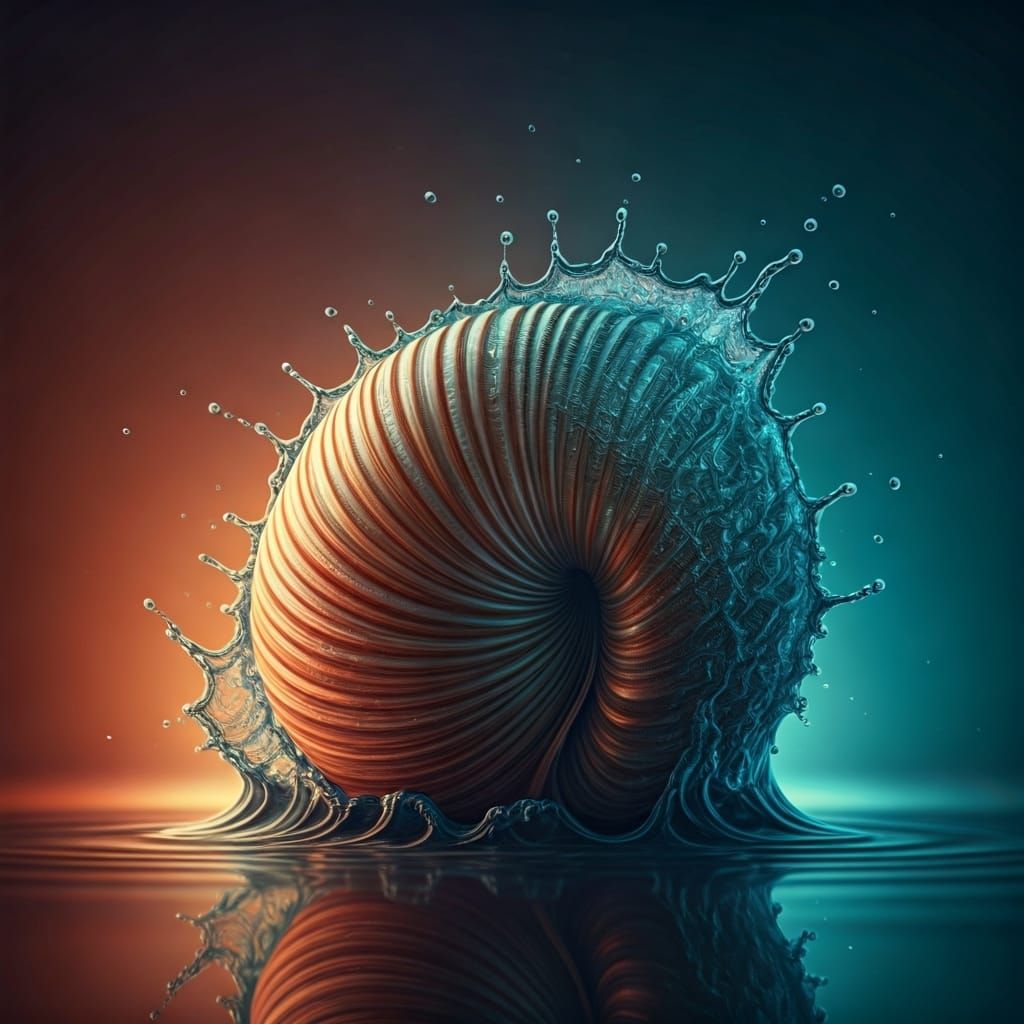 Intricately Detailed Water Shell in Splash Art Style