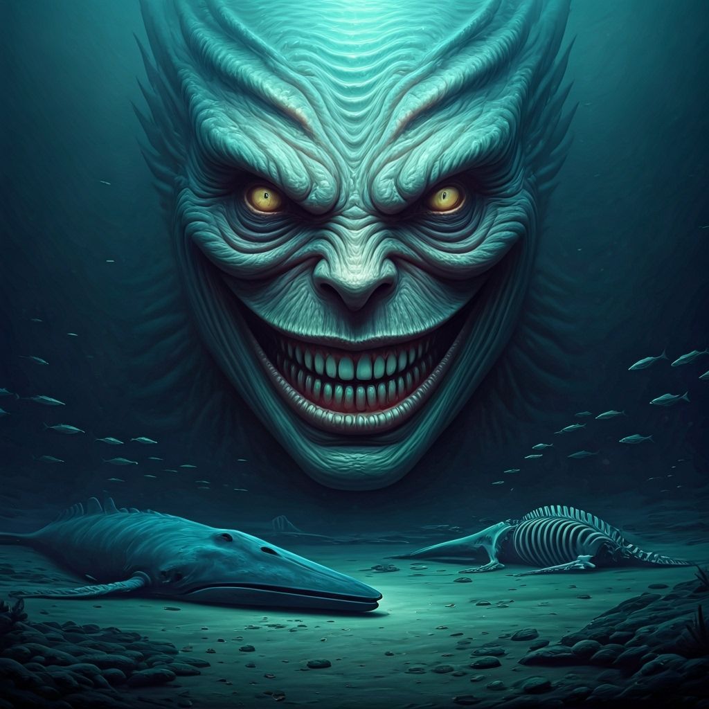 Terrifying Hybrid Sea Monster in the Style of Giger