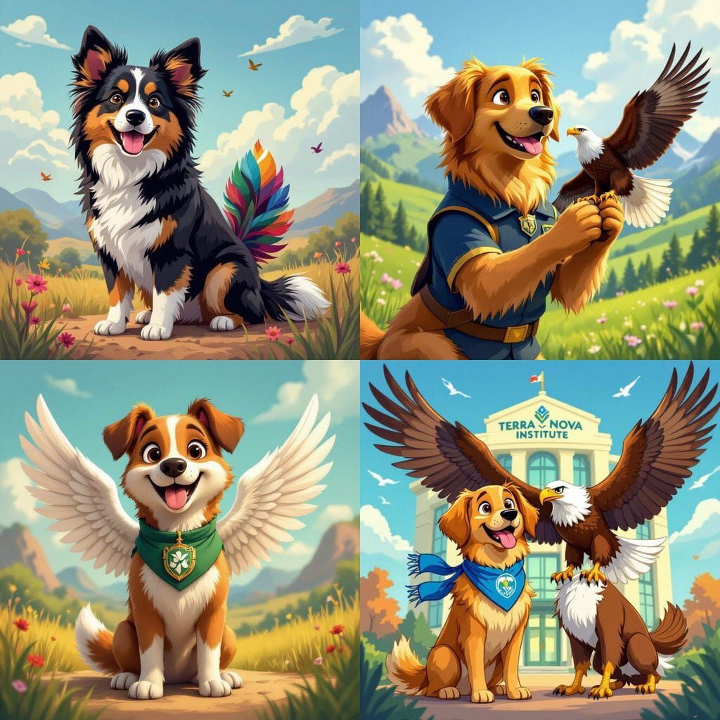 Terra Nova Institute Dog Mascot With Bird