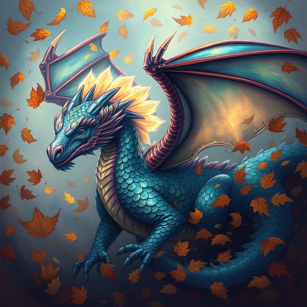 Mystical Dragon in Autumnal Scene