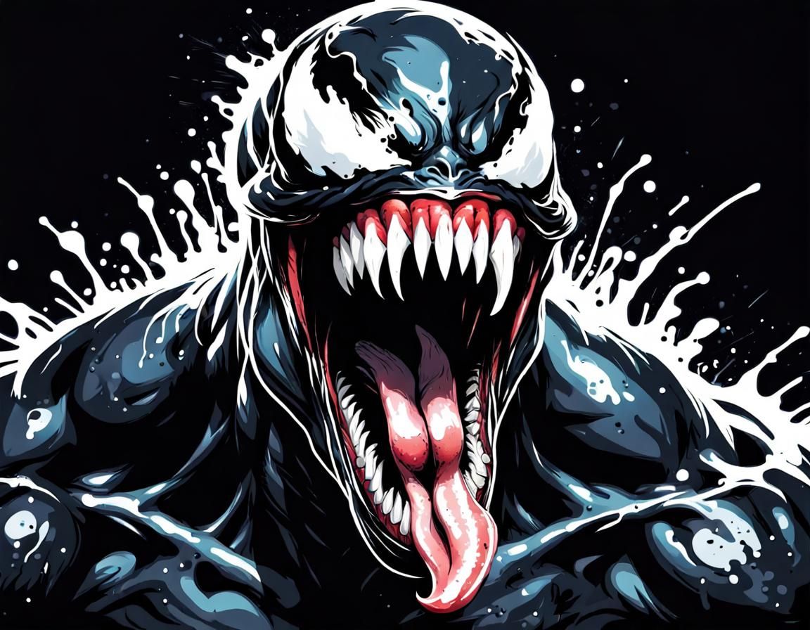 Venom Portrait with Ink Splatter