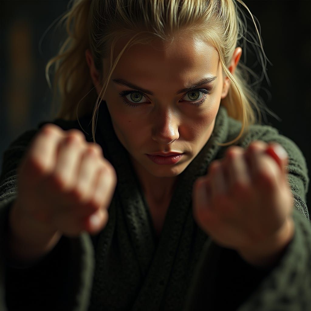 Fierce Deep Gnome Warrior in Cinematic Fight Pose