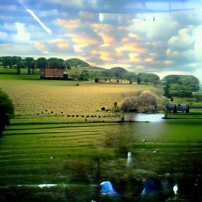 Picturesque Landscape Seen From a Train Window