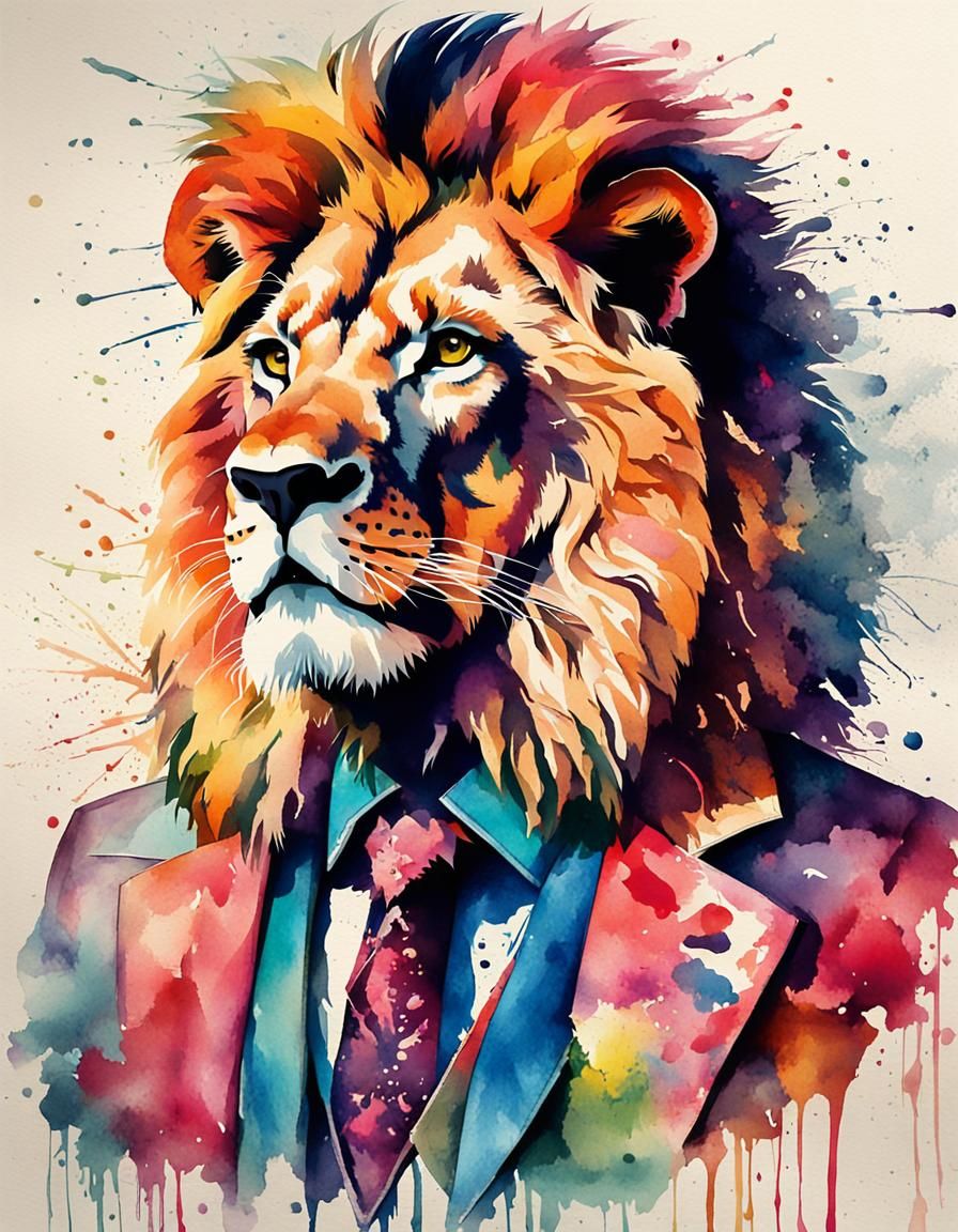 Lion Boss in Watercolor Jacket