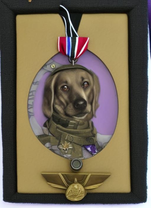 Dog Soldier Portrait with Purple Heart Medal