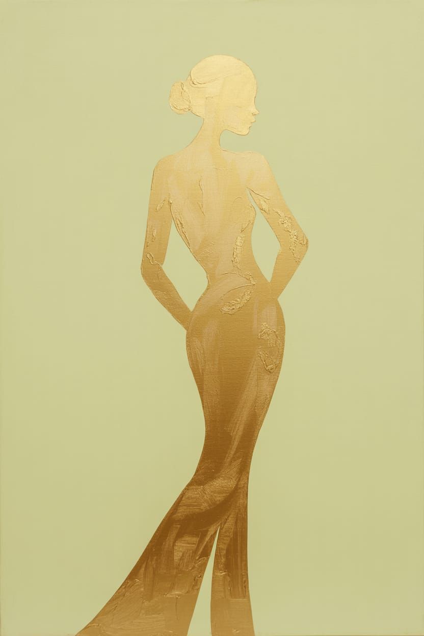 Elegant Golden Silhouette Abstract Painting