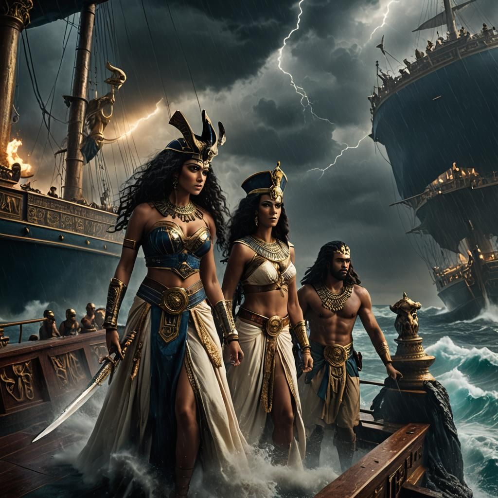 Barbarian, Princess and Priest in Storm-Tossed Sea