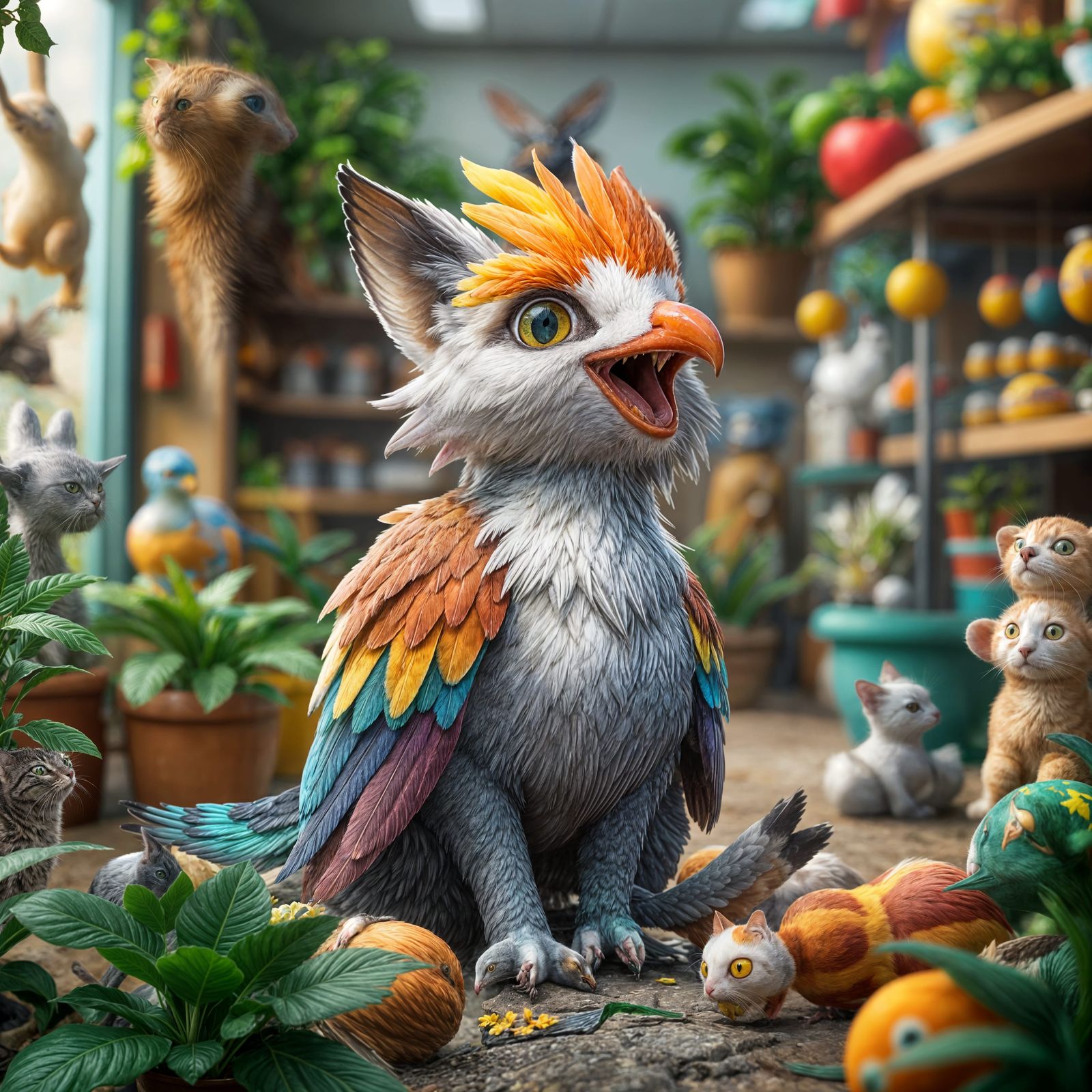 Friendly Feline Seagull Merges Joy and Sunshine