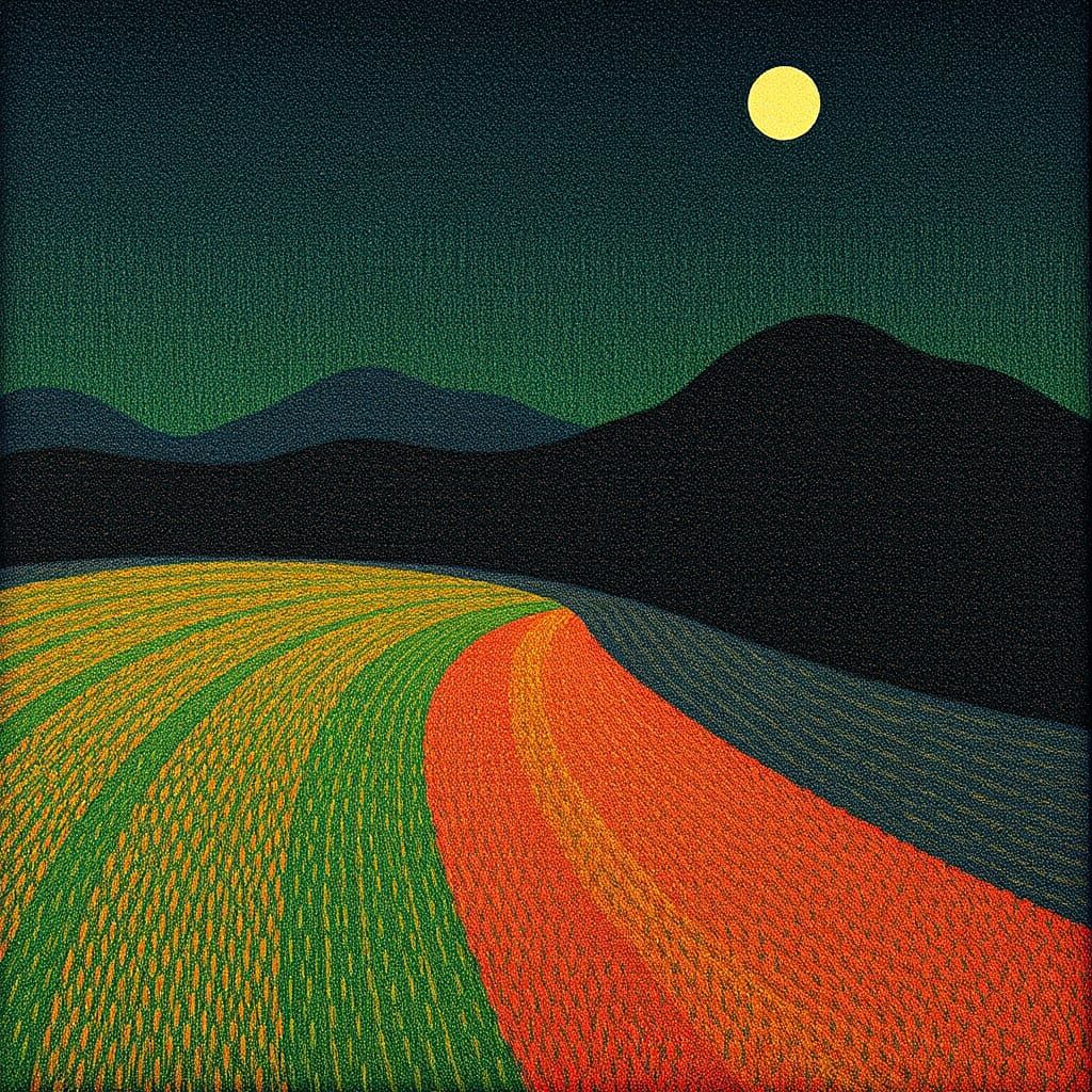 Pointillist Landscape in Post-Impressionist Style