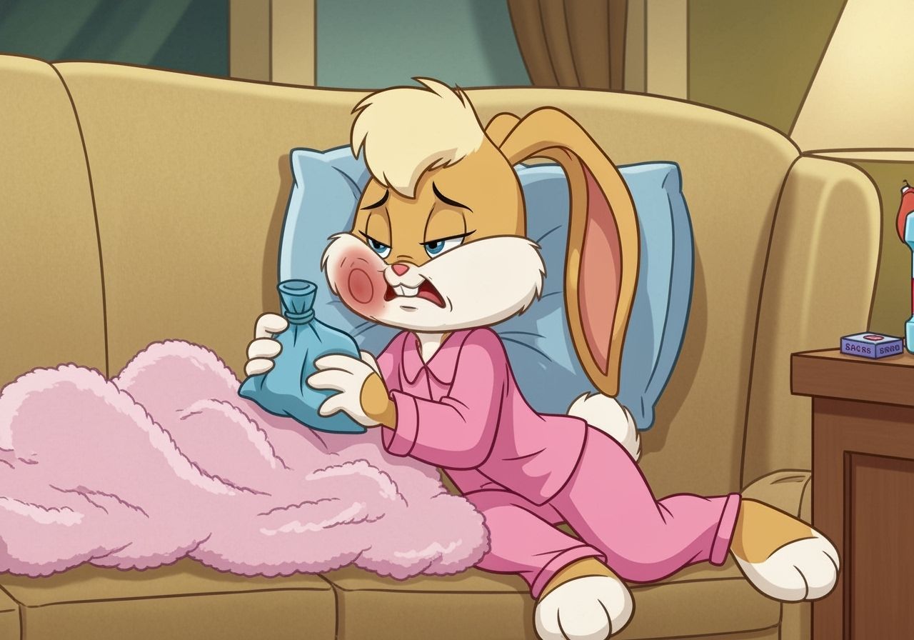 Miserable Lola Bunny With Swollen Cheek and Toothache