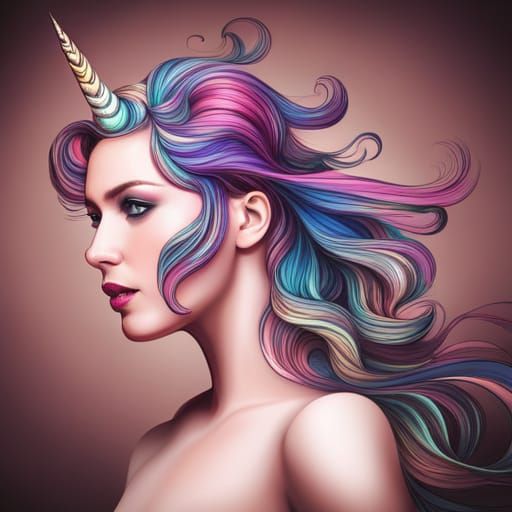 Abstract Fractal Unicorn with Zentangle Elements