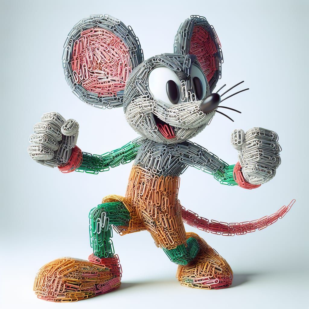 Paperclip Mouse in Hyper-Realistic Cartoon Style