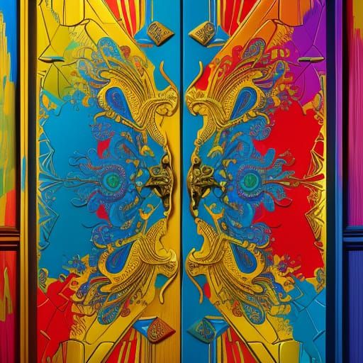 Vibrant Abstract Door with Geometric Patterns