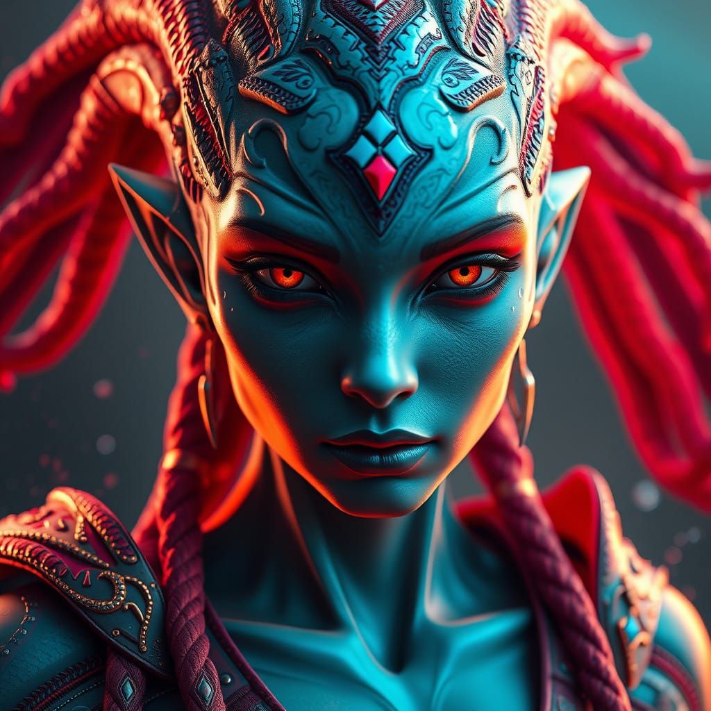 Ethereal Alien Goddess in Vibrant Fantasy World