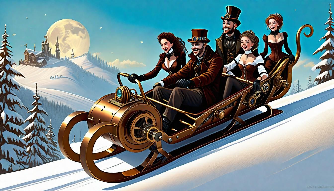 Steampunk Sledding Adventure in Victorian Style