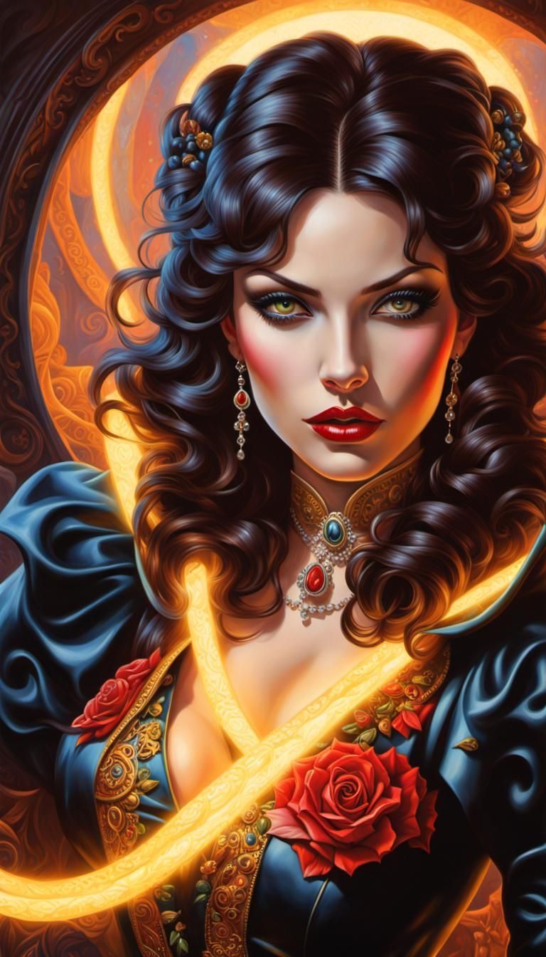 Magnificient Aitana(Spanish AI model) as vampire hunter, dra...