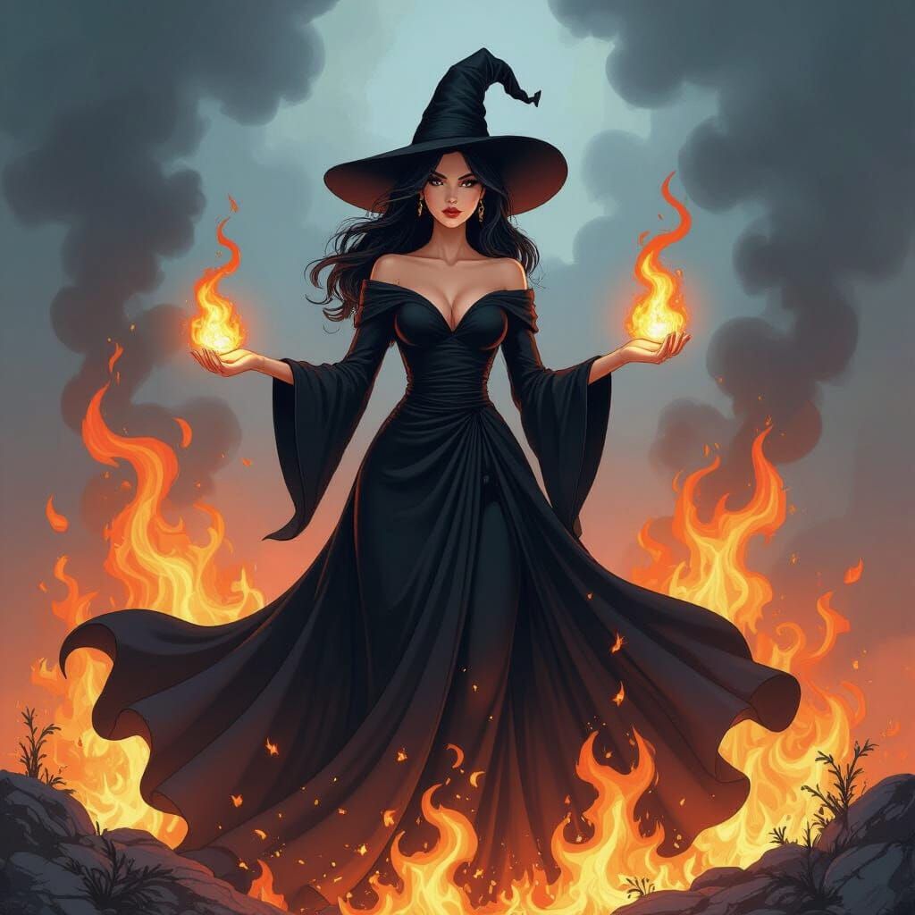 Witch Watches World Burn Calmly, Comic Book Art Style