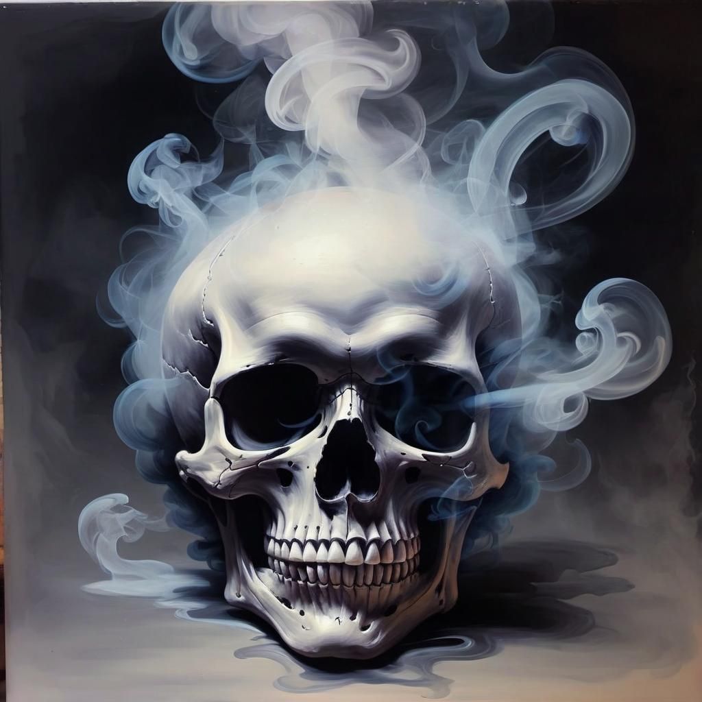 Ethereal Smoke Skull Painting