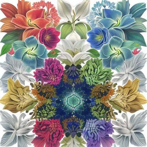 Kaleidoscopic Fractal of Flowers and Faces