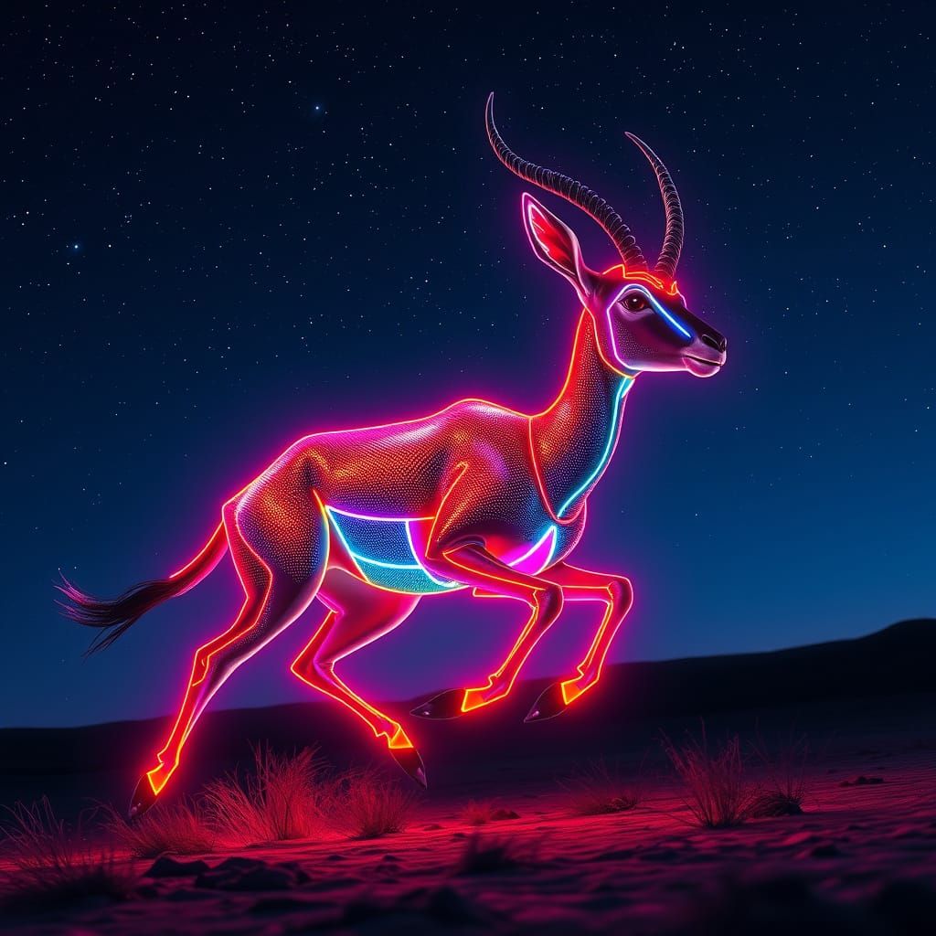 Neon Gazelle in Cyberpunk Futuristic Style