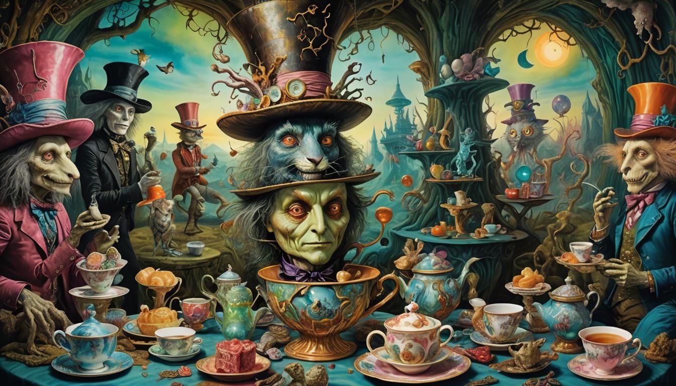 Surreal Mad Hatter Tea Party in Giant Teacup