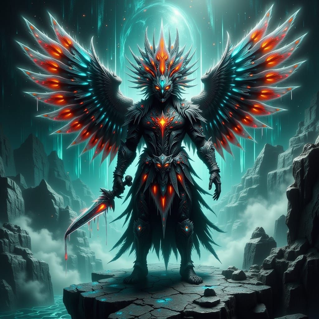 Futuristic Aztec Warrior: Majestic, Feathered, and Mechanize...