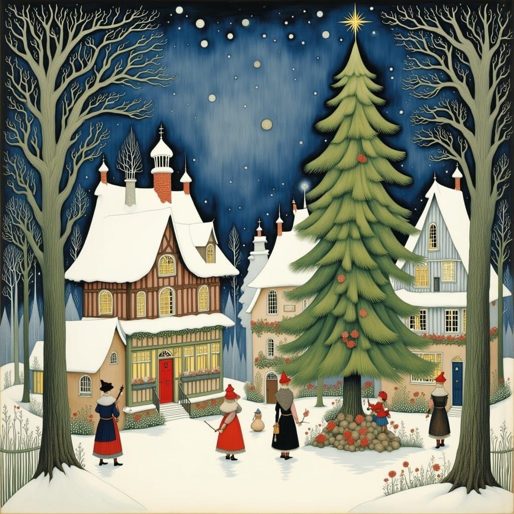 Nostalgic Christmas Carolers Scene