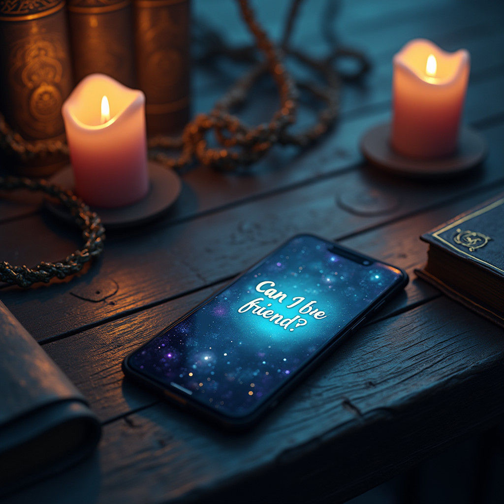 Mystical Smartphone Friendship Invitation in Digital Art