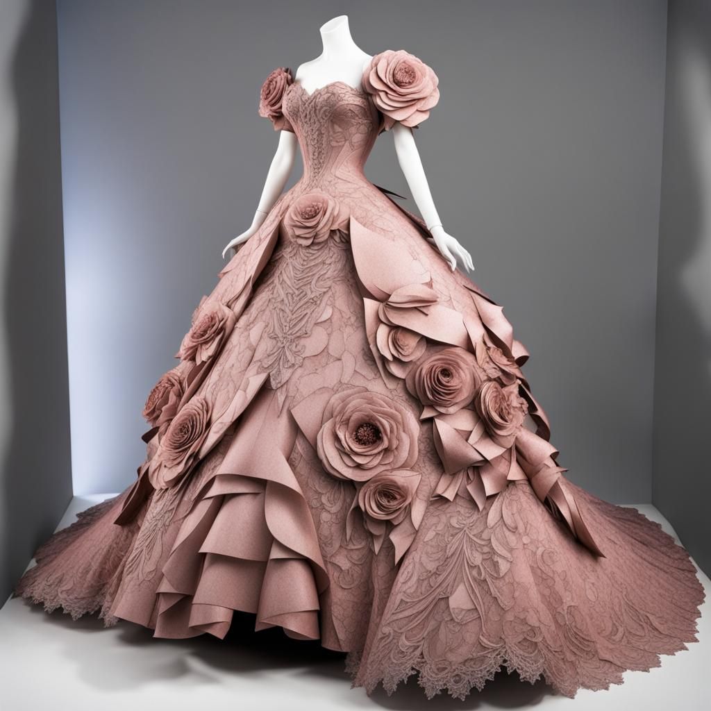 Paper Collage Ball Gown on a Display Mannequin : Alexander M...
